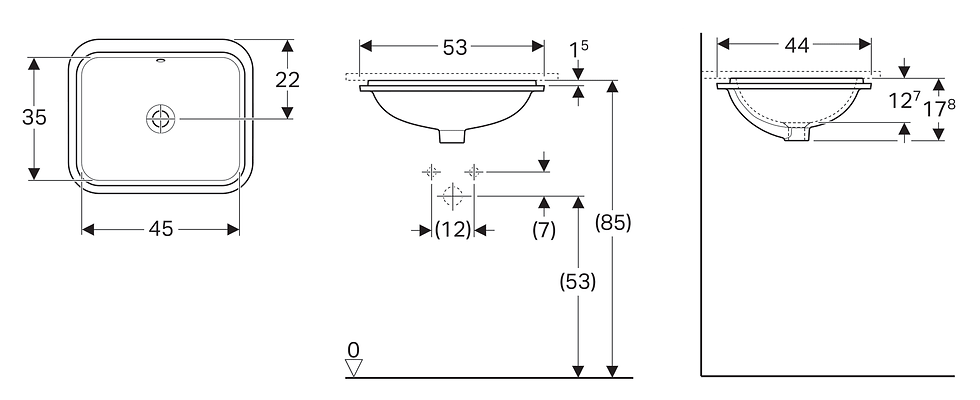 Thumbnail: Undermount washbasin Geberit VariForm 53x44cm
