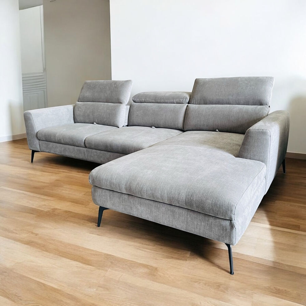 Thumbnail: Modern Sectional Sofa Chaise with Adjustable back and headrests, Light gray