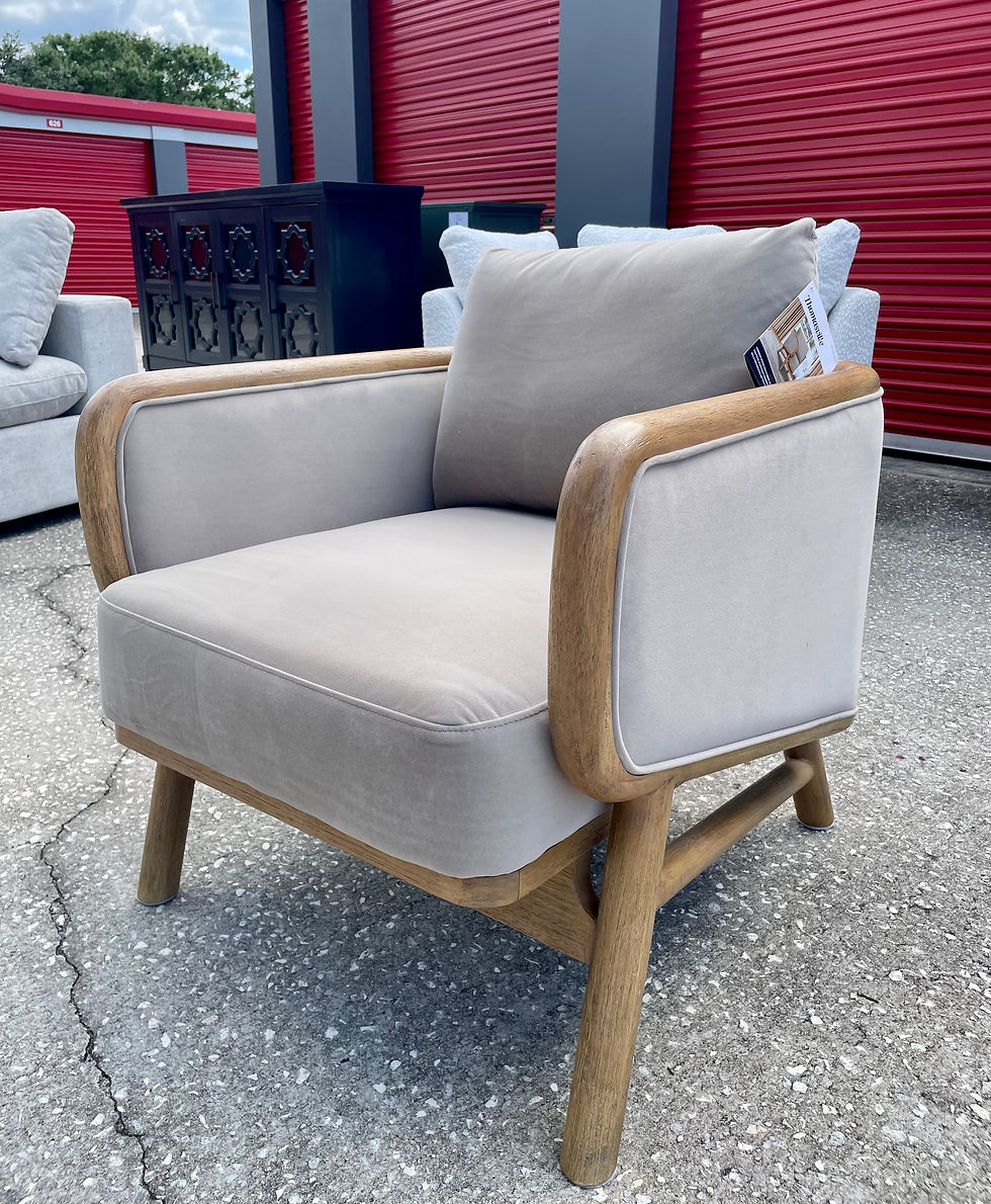 Thumbnail: Thomasville Mokena Mid-Century Modern Fabric Accent Chair, Gray