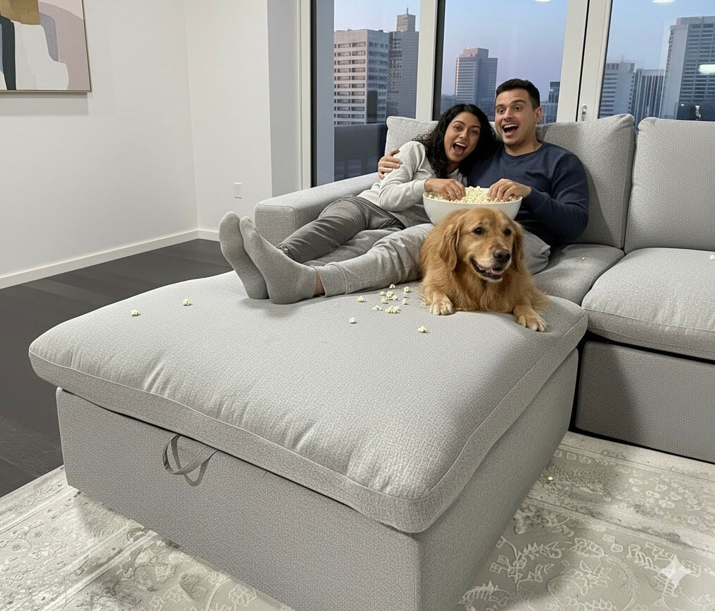 Cloud Washable Ottoman with Storage