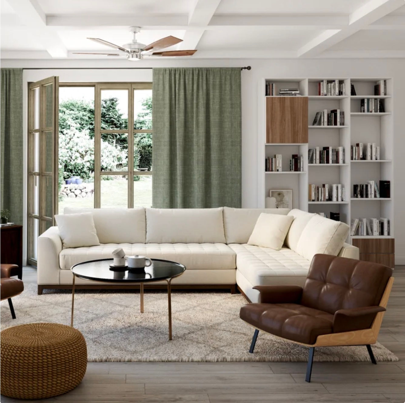 Bryor Fabric Sectional, Cream