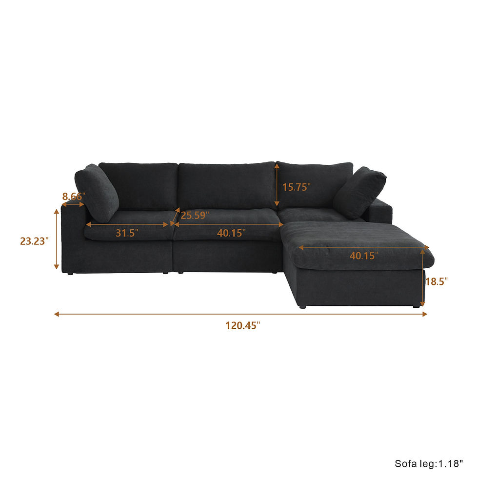 Thumbnail: Cloud 4pc Modular Sectional Sofa with Storage Ottoman, Black