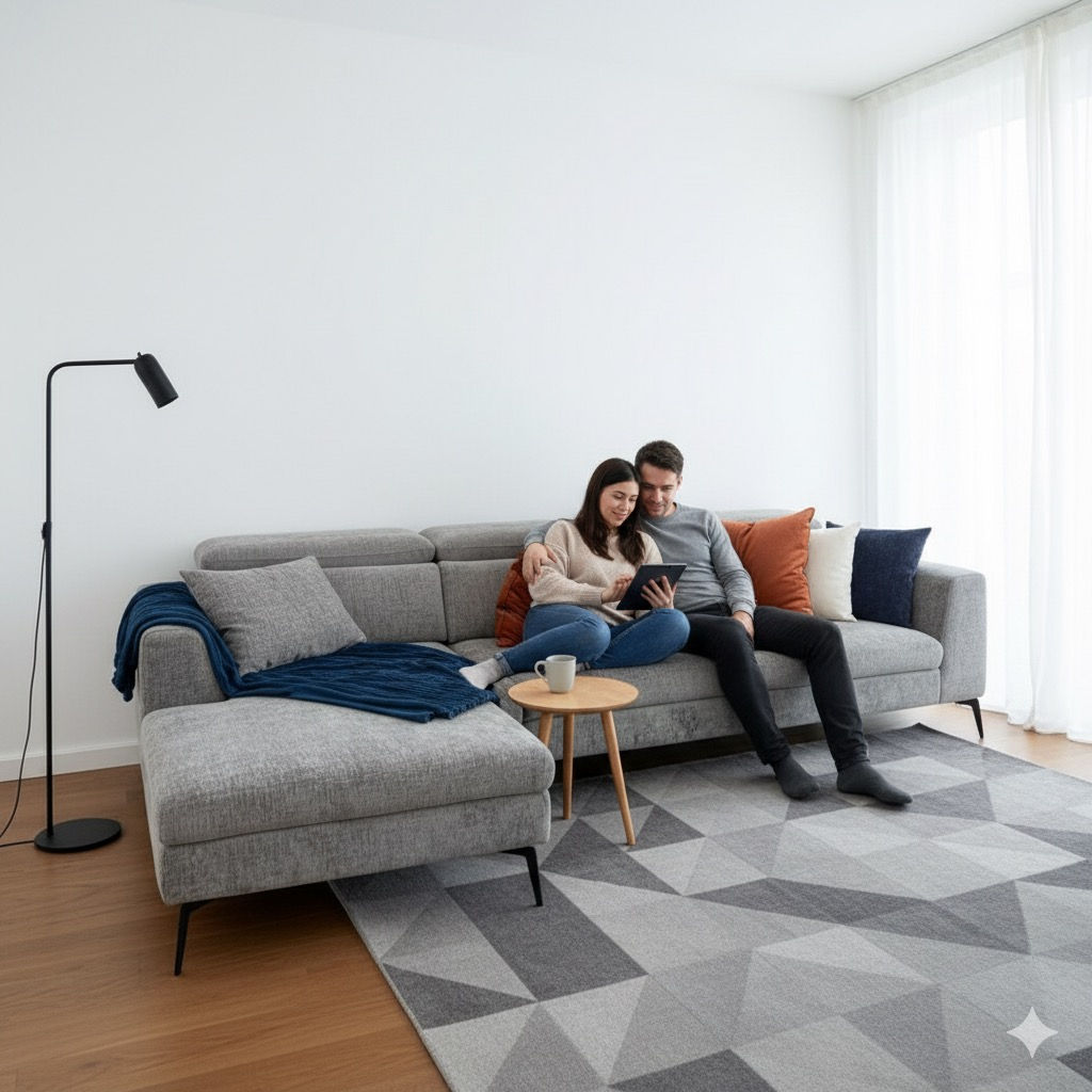 Modern Sectional Sofa Chaise with Adjustable back and headrests, Dark gray