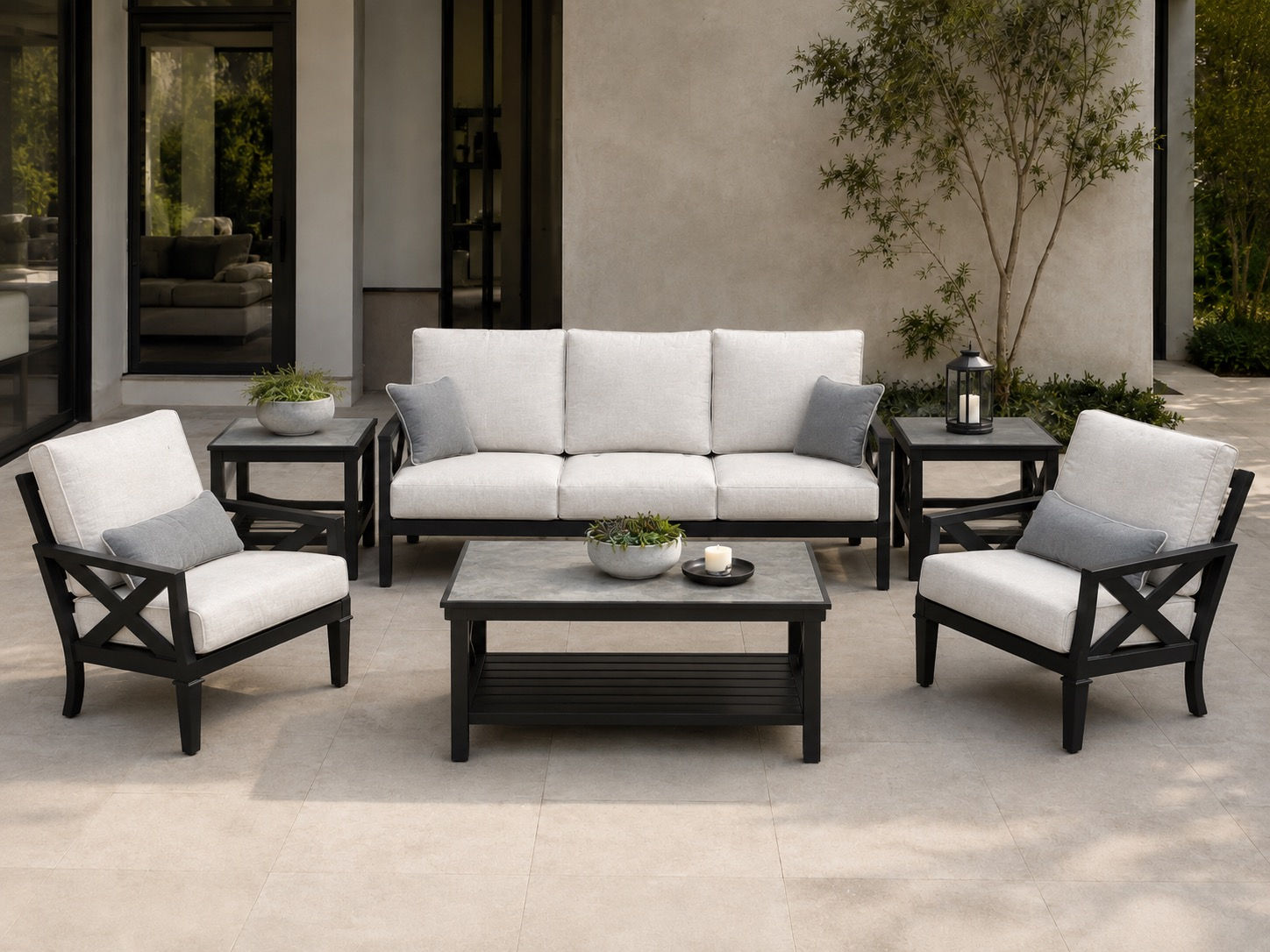 Baldwin Park Aluminum 6-Piece Outdoor Patio Conversation Set with Sunbrella Cush