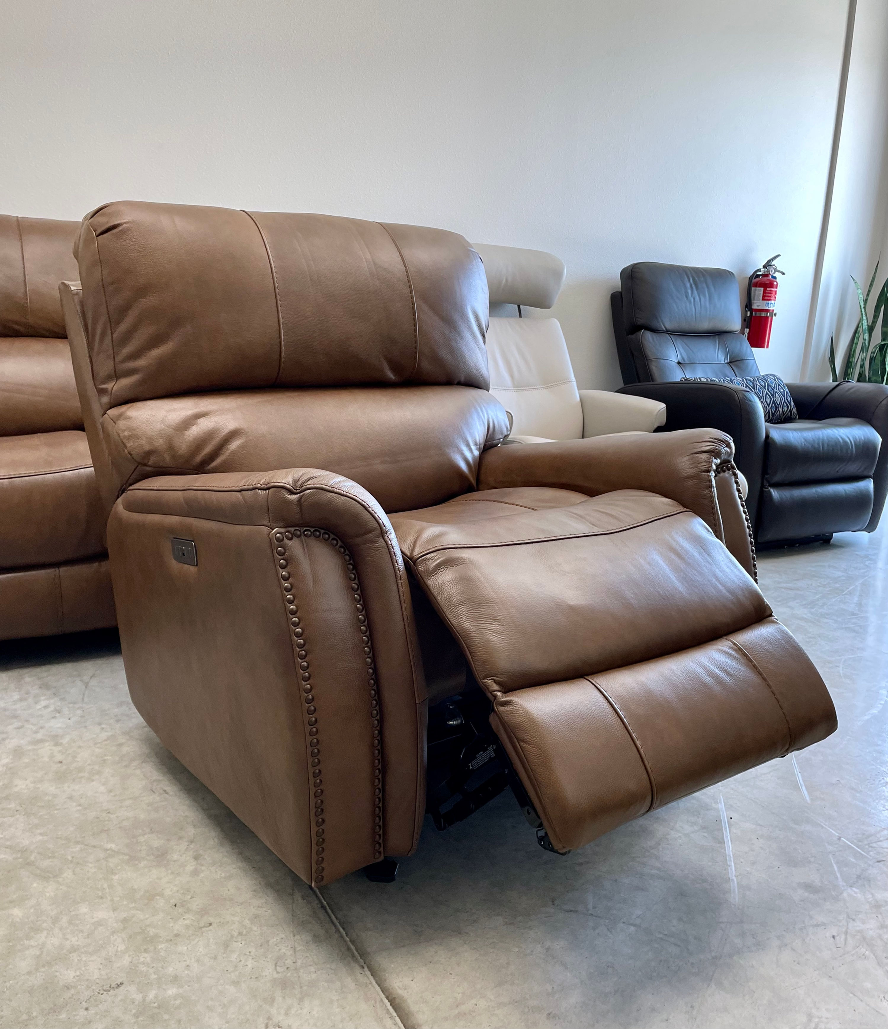 Barcalounger Presley Leather Power Rocker Recliner with Power Headrest, Brown