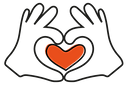image of two hands touching and holding a red heart