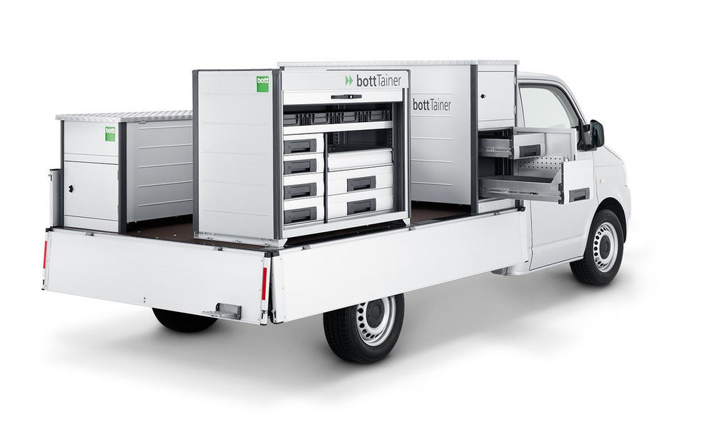 SETDI - O Sistema de contentores "Bott Tainer" é um excelente sistema de transporte de utensílios e máquinas ferramentas para profissionais que utilizam veículos de caixa aberta. 