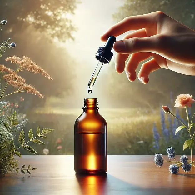 DALL·E 2024-10-04 12.15.58 - A realistic image of a single amber glass bottle with transpa