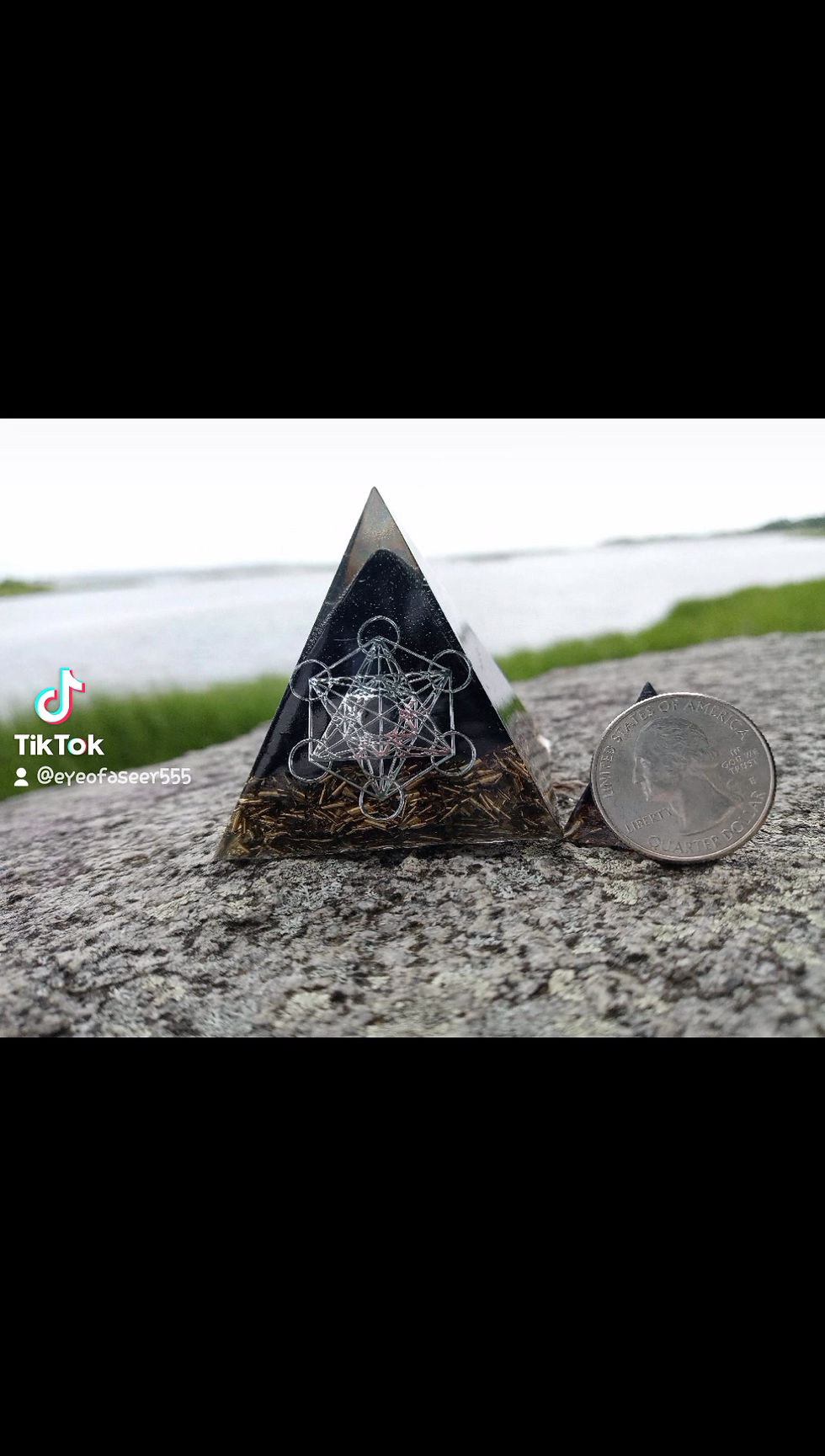 Thumbnail: Metatron's Cube Shungite on Shungite Pyramid