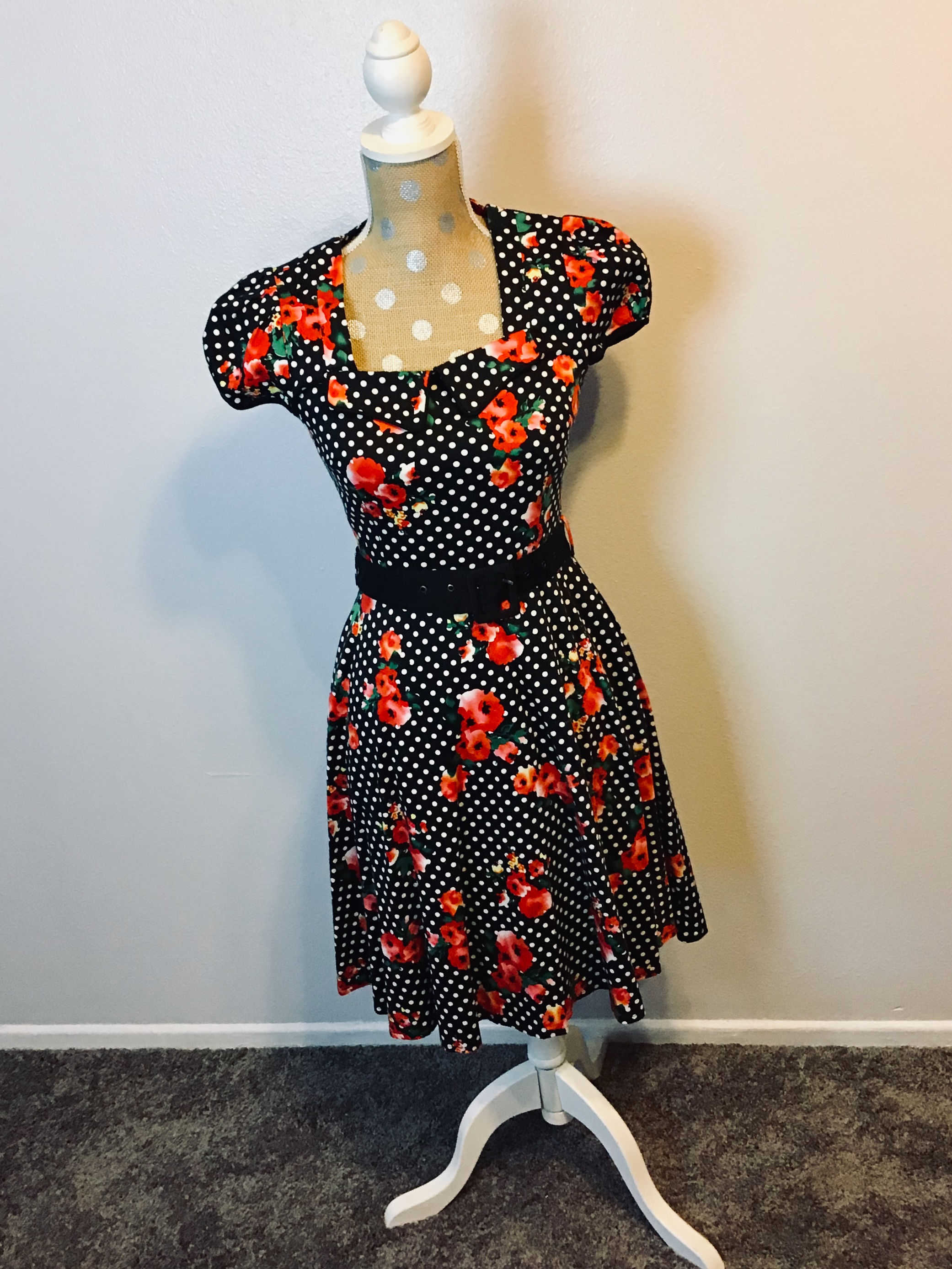 Voodoo Vixen Polka Dot Poppy Dress (SMALL)