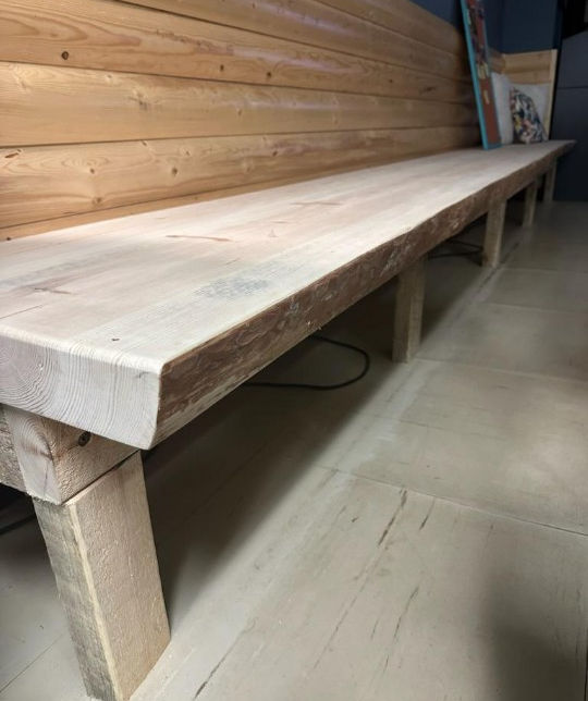 Side view of timber bench