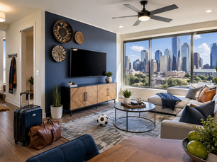 Airbnb-ready home improvements in Houston before FIFA 2026 with clean guest room, mounted TV, and prepared rental space