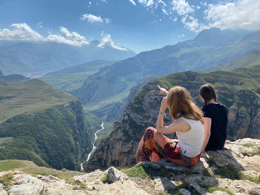 Enjoying view of the deepest side of Gudialchay canyon