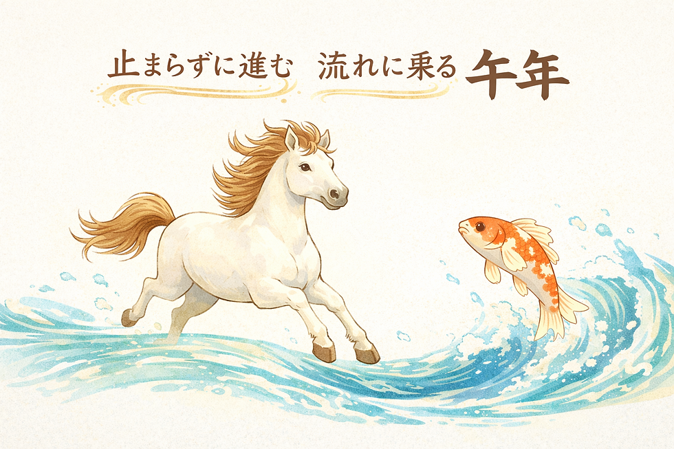 午年は、「止まらずに進む」「流れに乗る」という意味合いを持つ