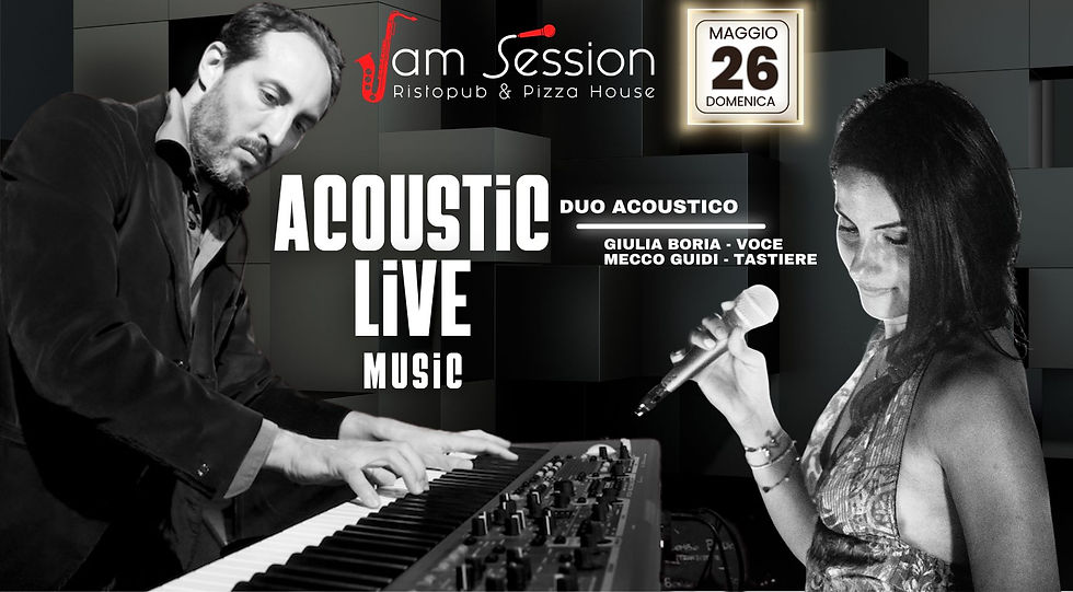 DOMENICA 26 MAGGIO 𝐌𝐄𝐂𝐂𝐎 𝐆𝐔𝐈𝐃𝐈 & 𝐆𝐈𝐔𝐋𝐈𝐀 𝐁𝐎𝐑𝐈𝐀 ACOUSTIC LIVE MUSIC