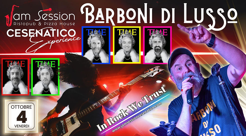 VENERDI 4 OTTOBRE 𝐁𝐀𝐑𝐁𝐎𝐍𝐈 𝐃𝐈 𝐋𝐔𝐒𝐒𝐎 Band Cervese a tutto Rock