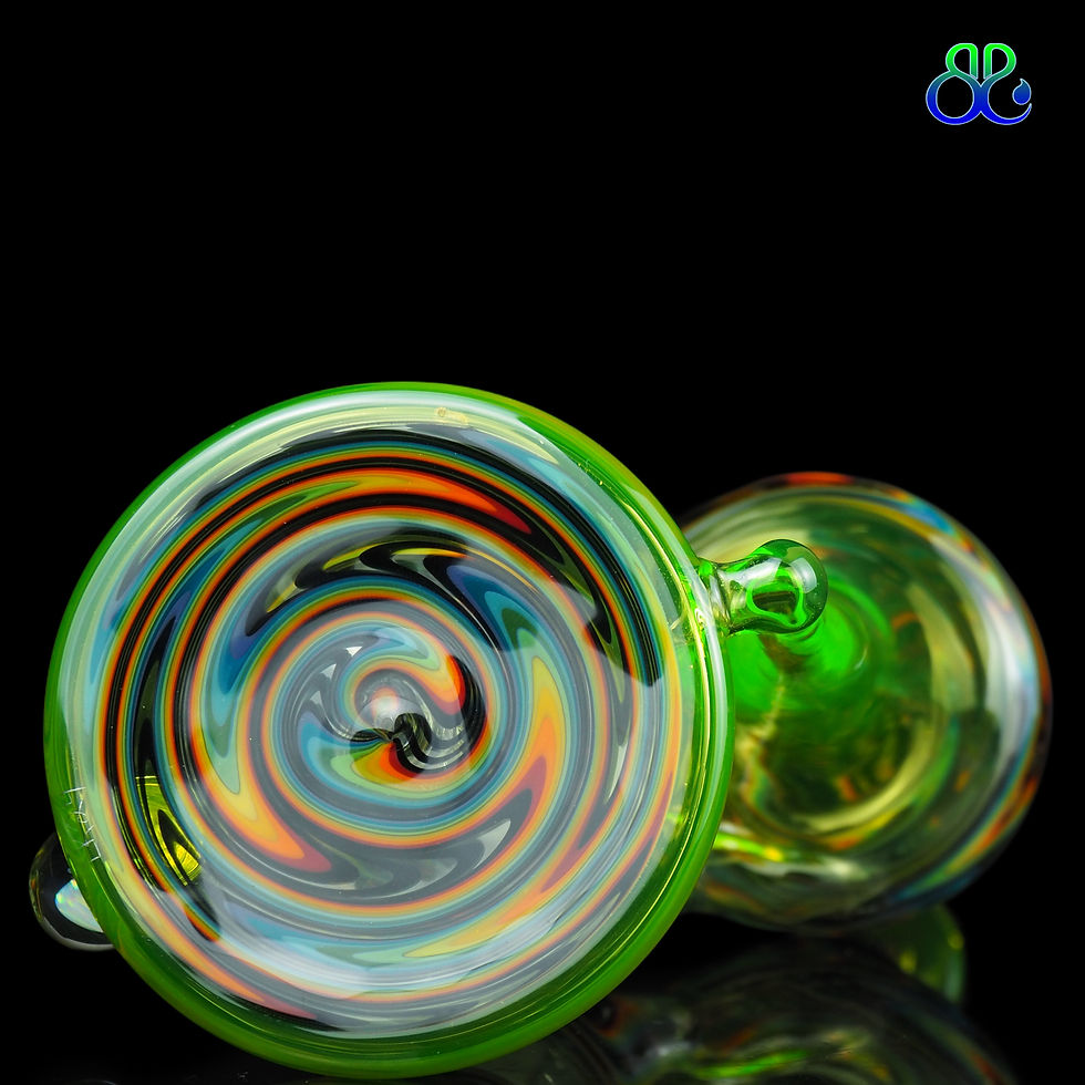 Thumbnail: 8Inches Lid Glass | UV ION + illuminati Rainbow Linework Recessed Recycler Rig