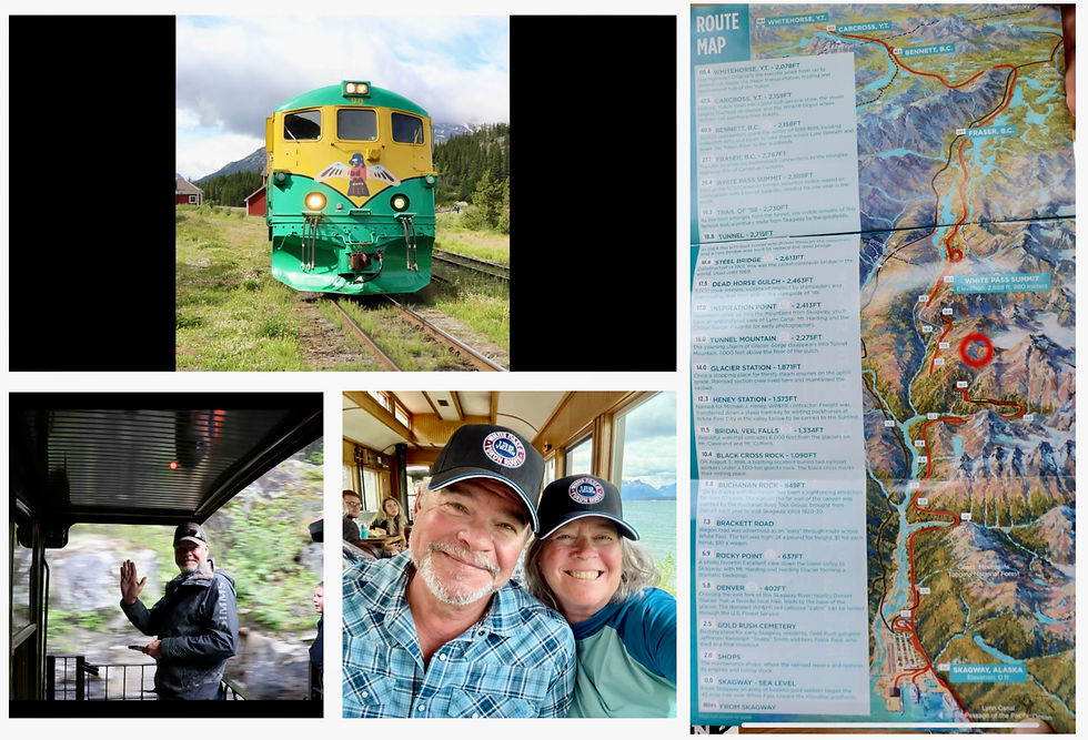 The map on our left is the route we took (the red line. The green and yellow train is our engine :)