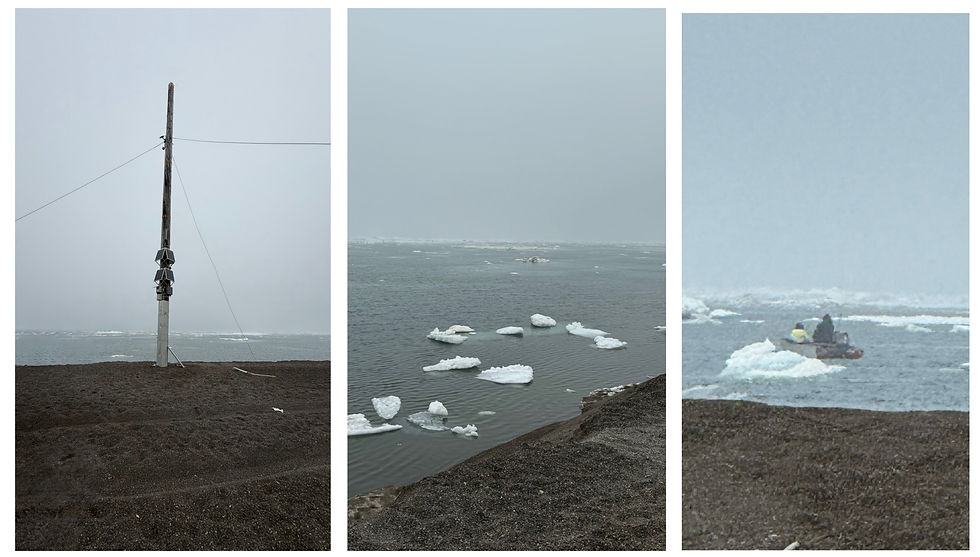 Point Barrow (farthest northern point in the US is the pole on the left. Ben’s Uncle was seal hunting as we were out on the spit.
