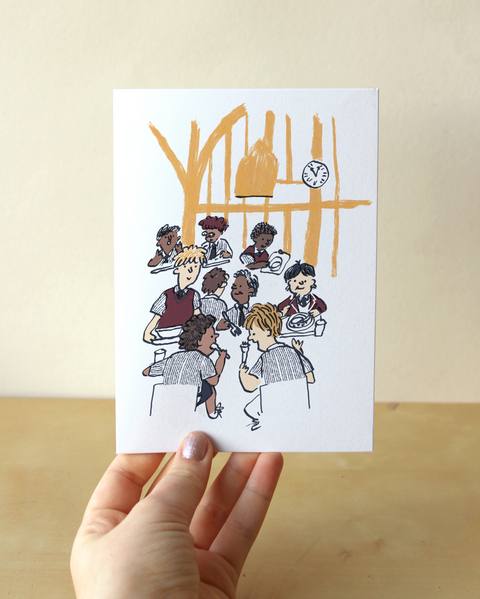 bespoke hand illustrated designed greetings card for private school elly bazigos designs illustration live illustration 