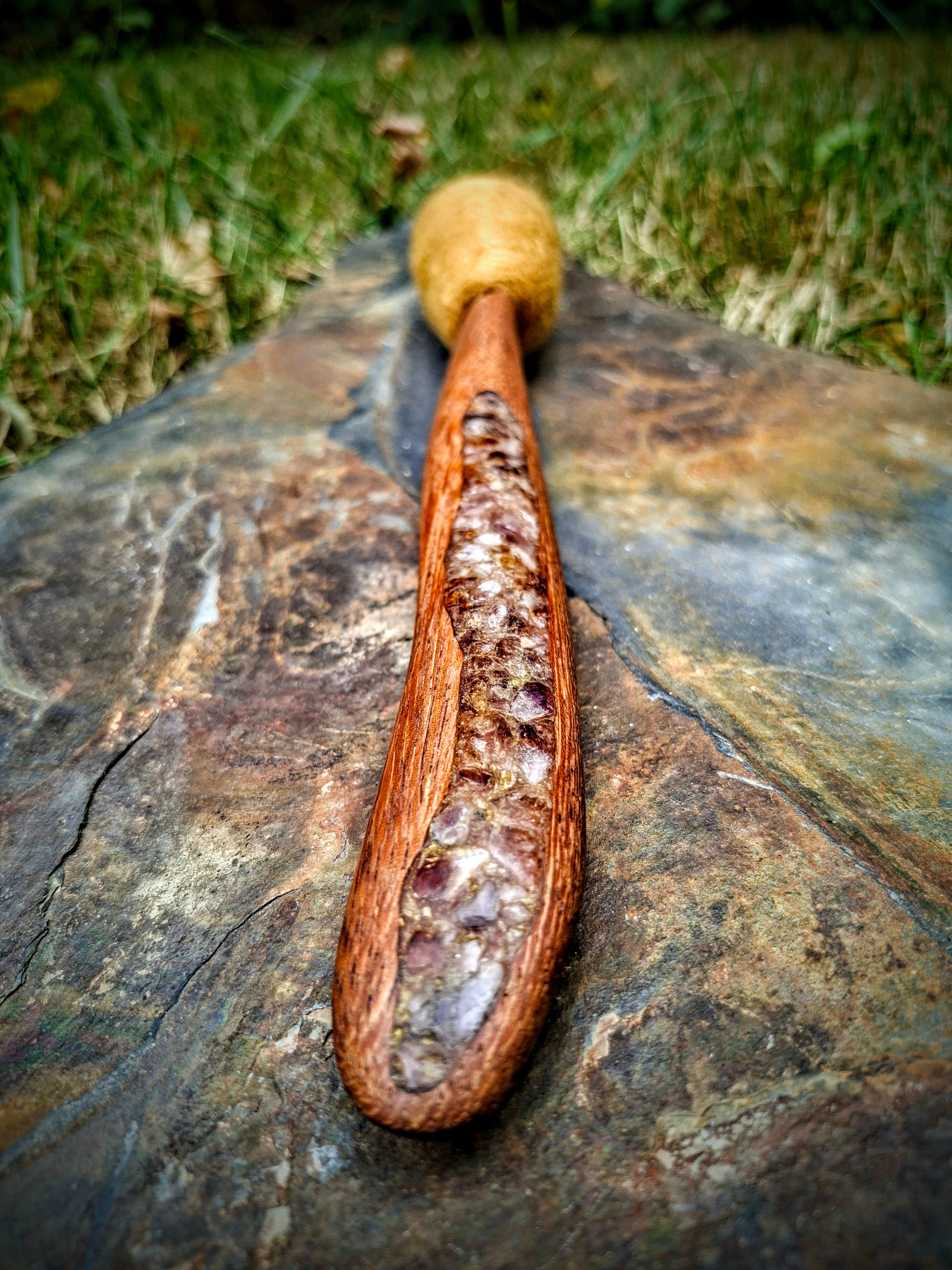 Whakaaro beater with Amethyst & Citrine inlays