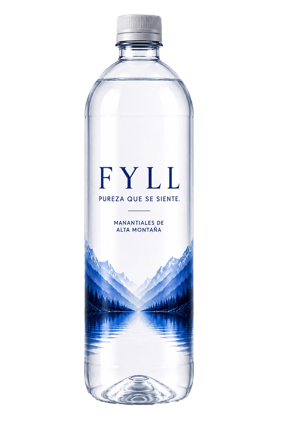 Botella de agua FYLL 1L con diseño de montaña azul