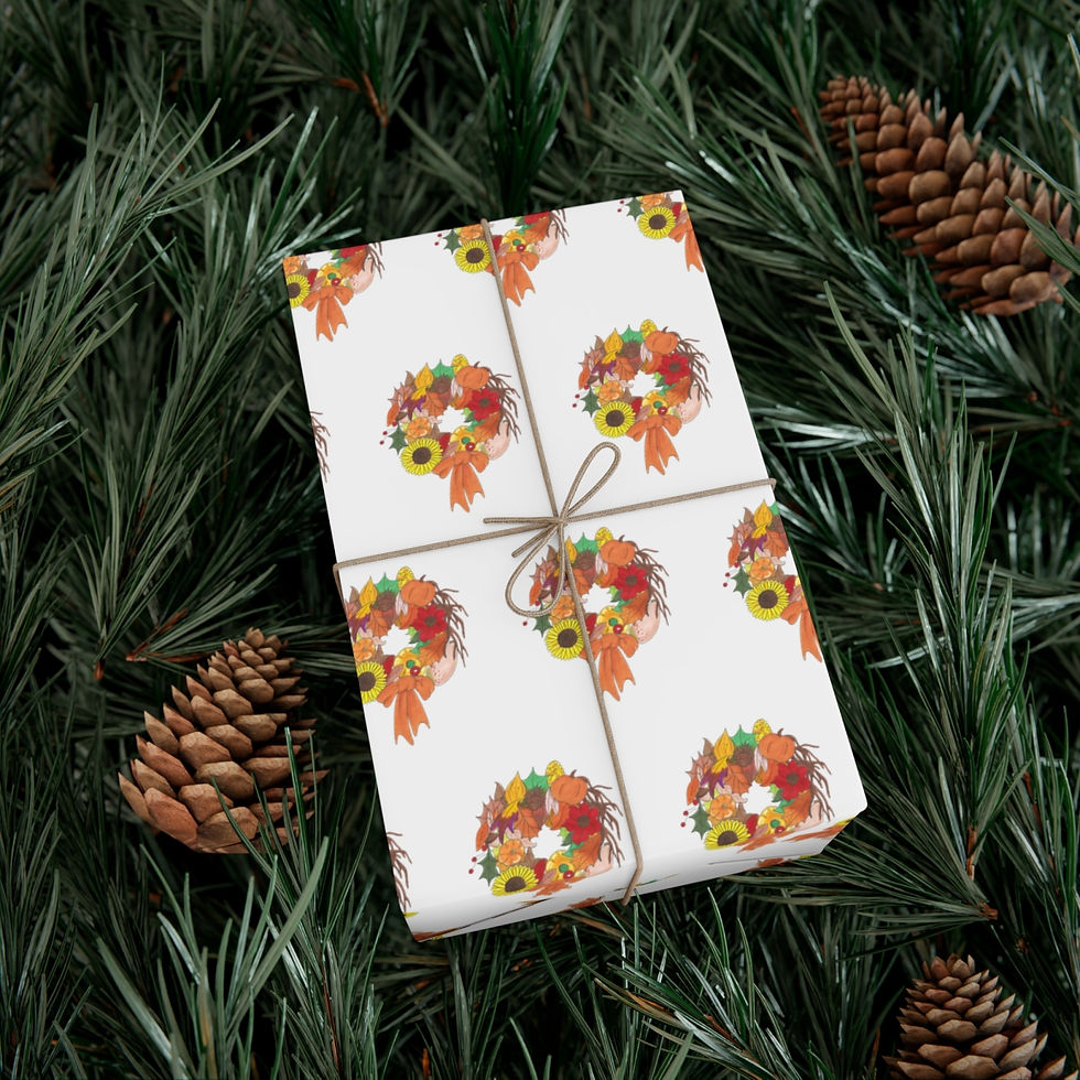 Thumbnail: festive colorful fall wreath pattern gift wrapping paper