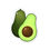 Thumbnail: Green whole and sliced half avocado kiss-cut sticker. Half avocado shows a brown seed