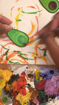 Thumbnail: Handmade hand painted avocado fruit green and brown dangle and drop statement earrings