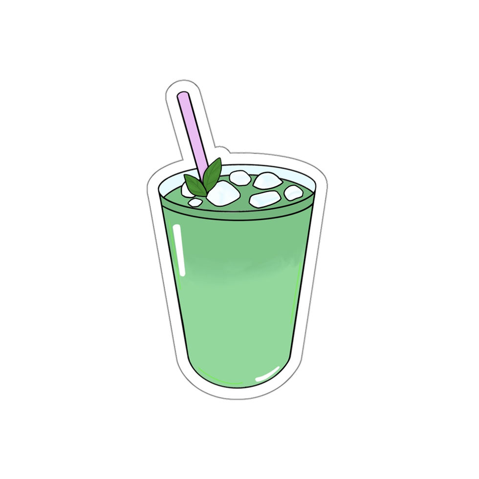 Thumbnail: “Mesmerizing Matcha Latte” Illustration Die-Cut Water-Resistant Stickers