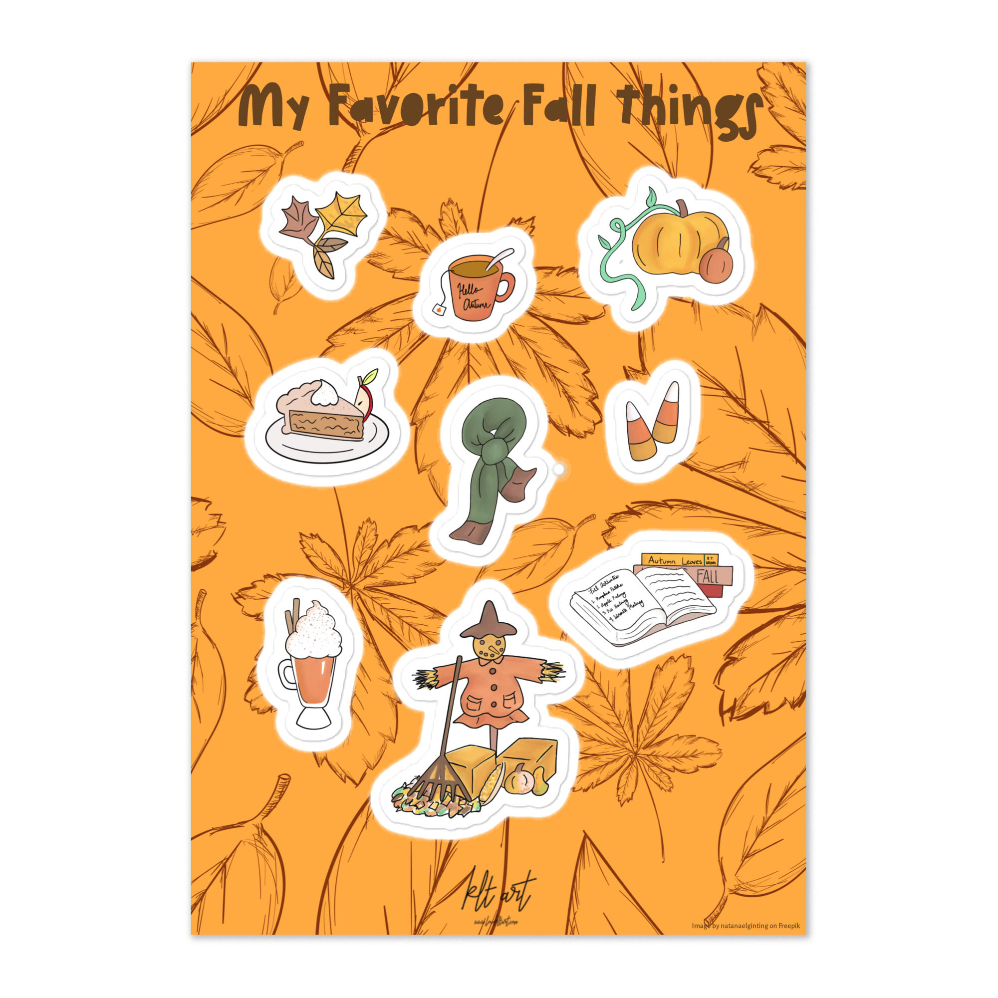 “My Favorite Fall Things” Illustration Sticker Sheet