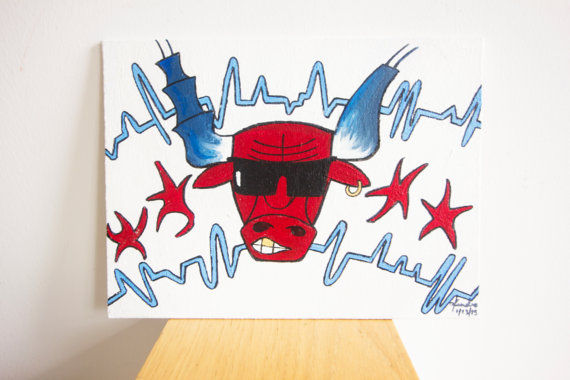 "Bulls Nation" Benny the Bull Chicago Bulls Painting