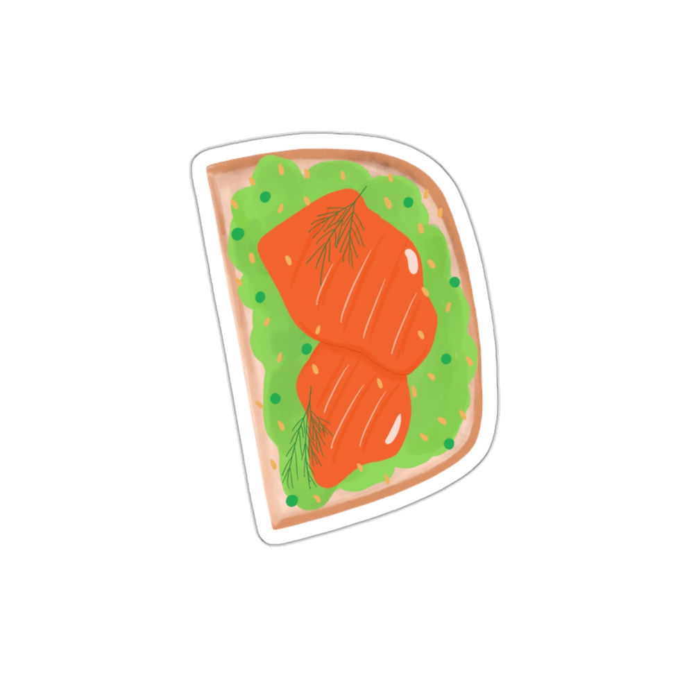 Thumbnail: Green and orange avocado salmon toast die-cut aesthetic foodie breakfast sticker on tablet