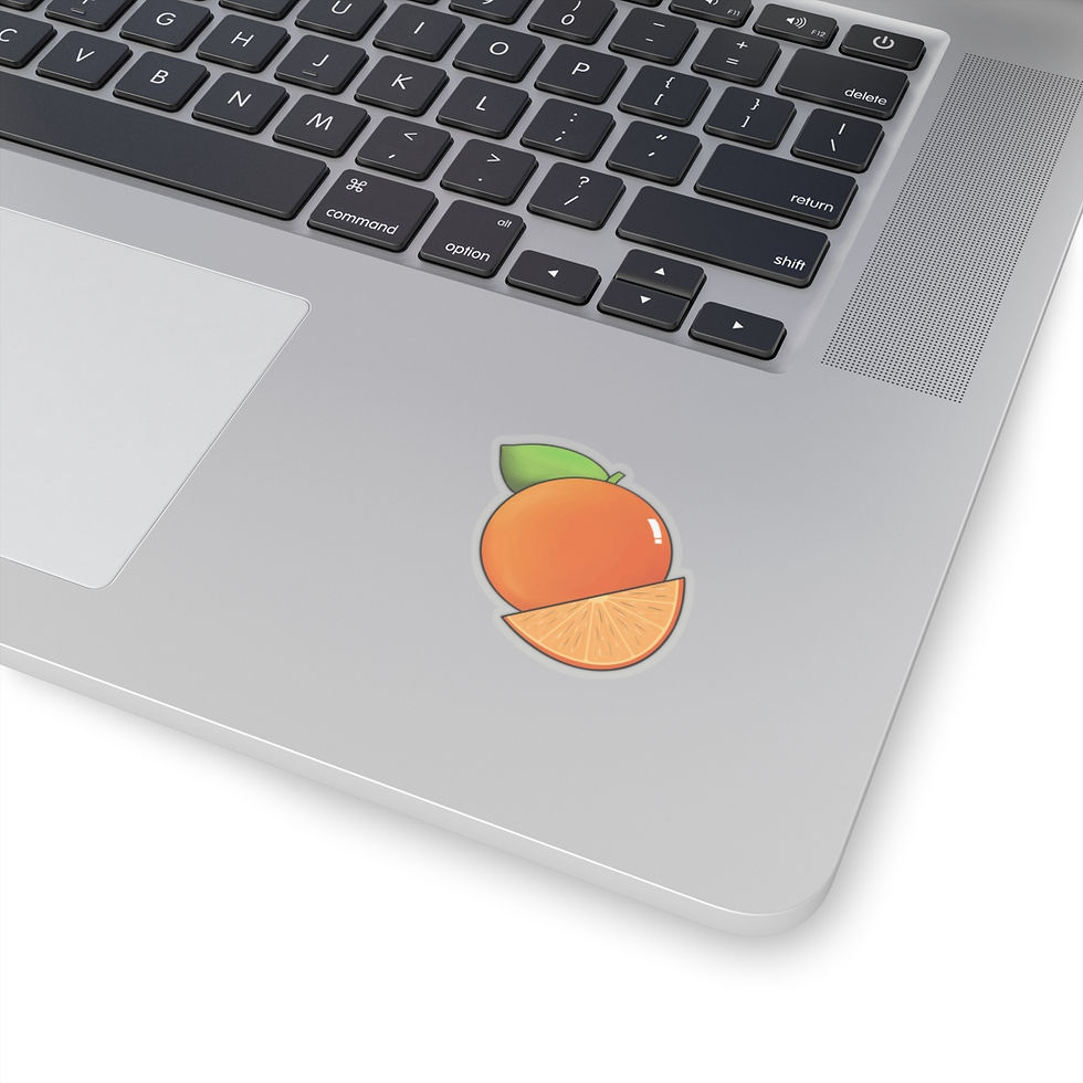 Thumbnail: Transparent kiss cut non waterproof sticker of whole orange with a green leaf and orange slice