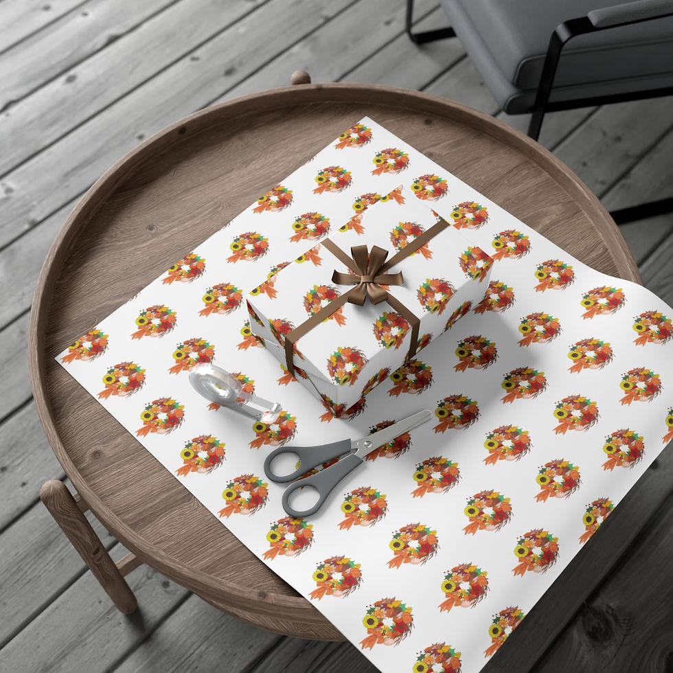 Thumbnail: festive colorful fall wreath pattern gift wrapping paper