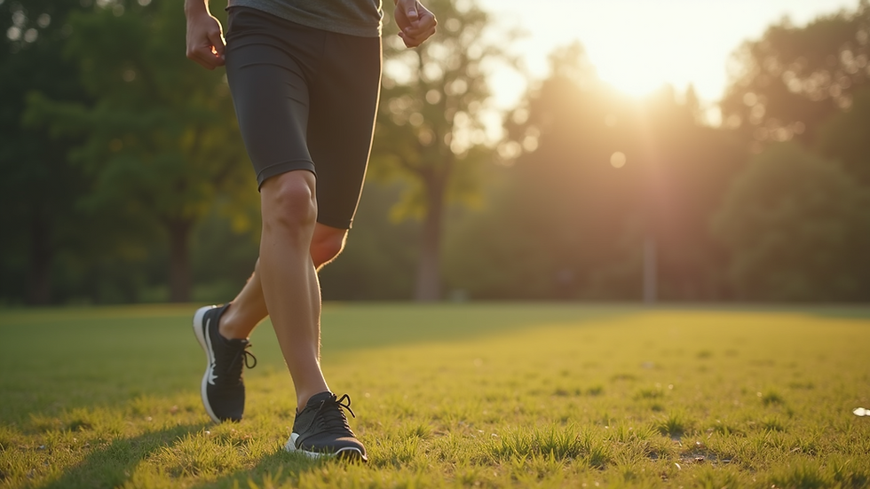Close-up view of a person exercising outdoors