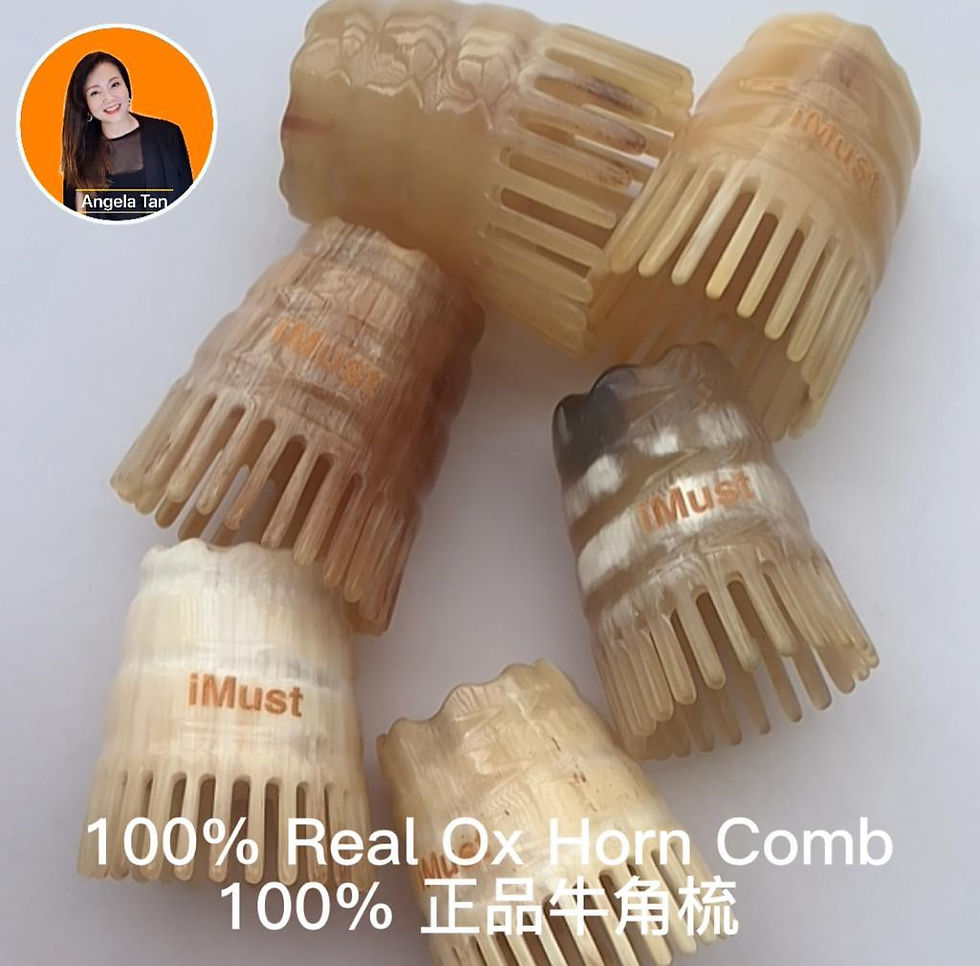Thumbnail: iMust Natural Yak Horn Scalp Massage Comb Tanduk Kebau Sikat 天然正品牛角筒经络梳