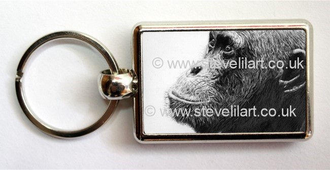 Pondering Chimp -  Double Sided  Key Ring