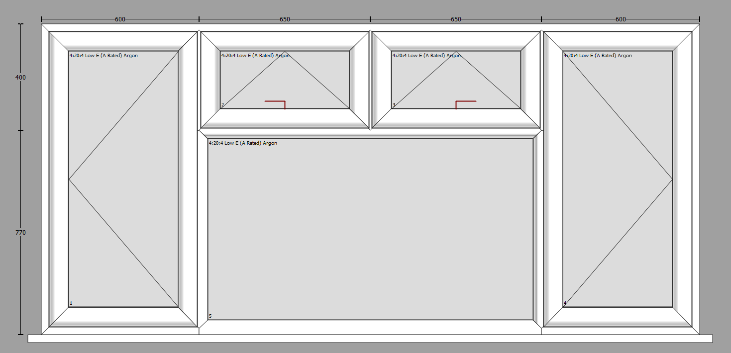 Upvc Casement Window 2500mm X 1200mm Or Below