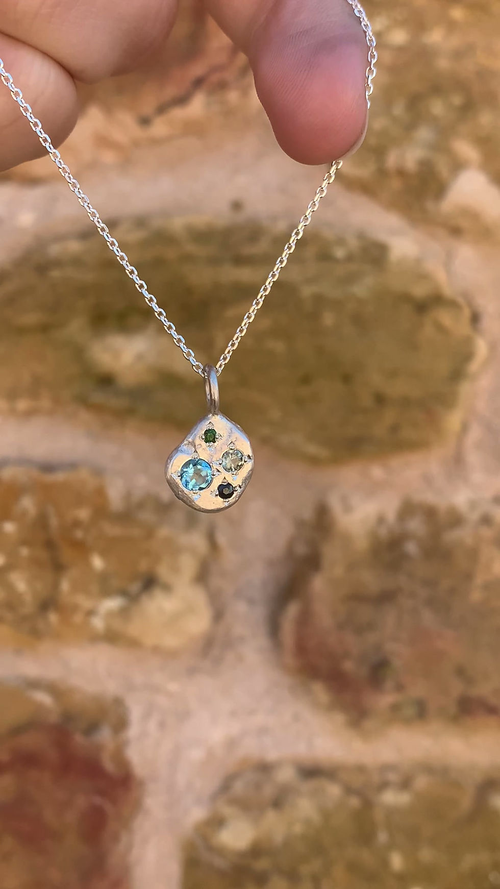 Thumbnail: Sapphire, Tsavorite & Topaz Pendant