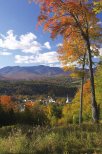 Gorgeous view of the Green Mountains as the fall colors just start