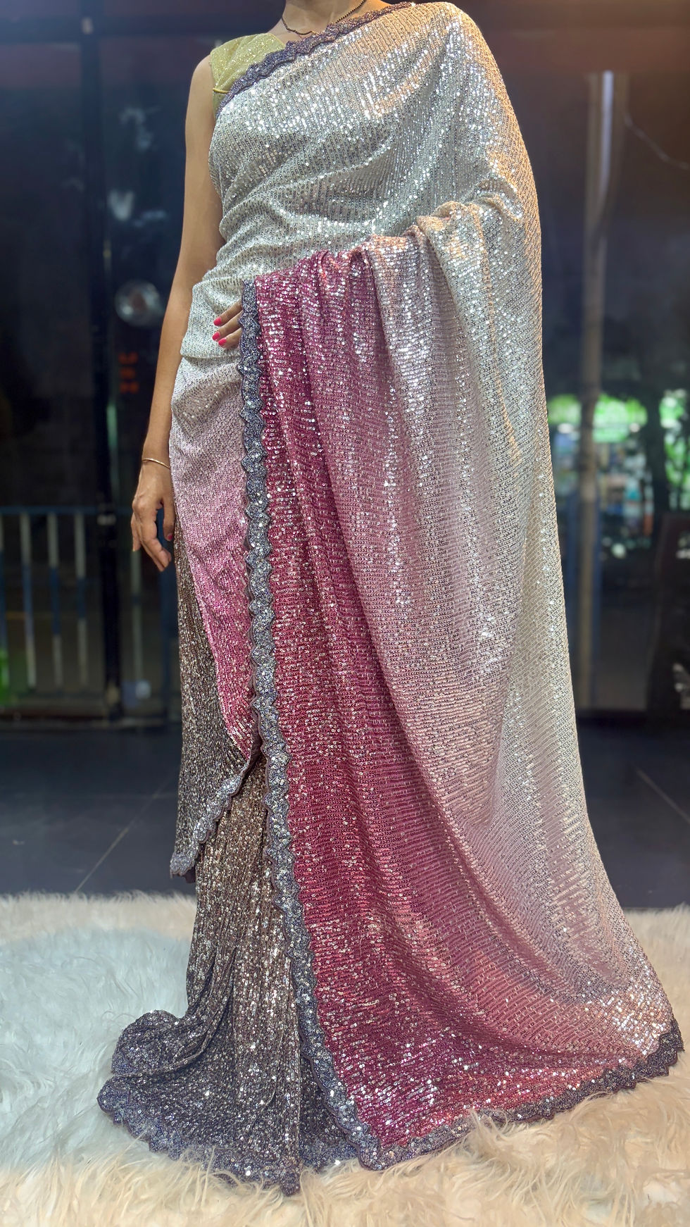 Thumbnail: Lycra Shaded Sequence Saree