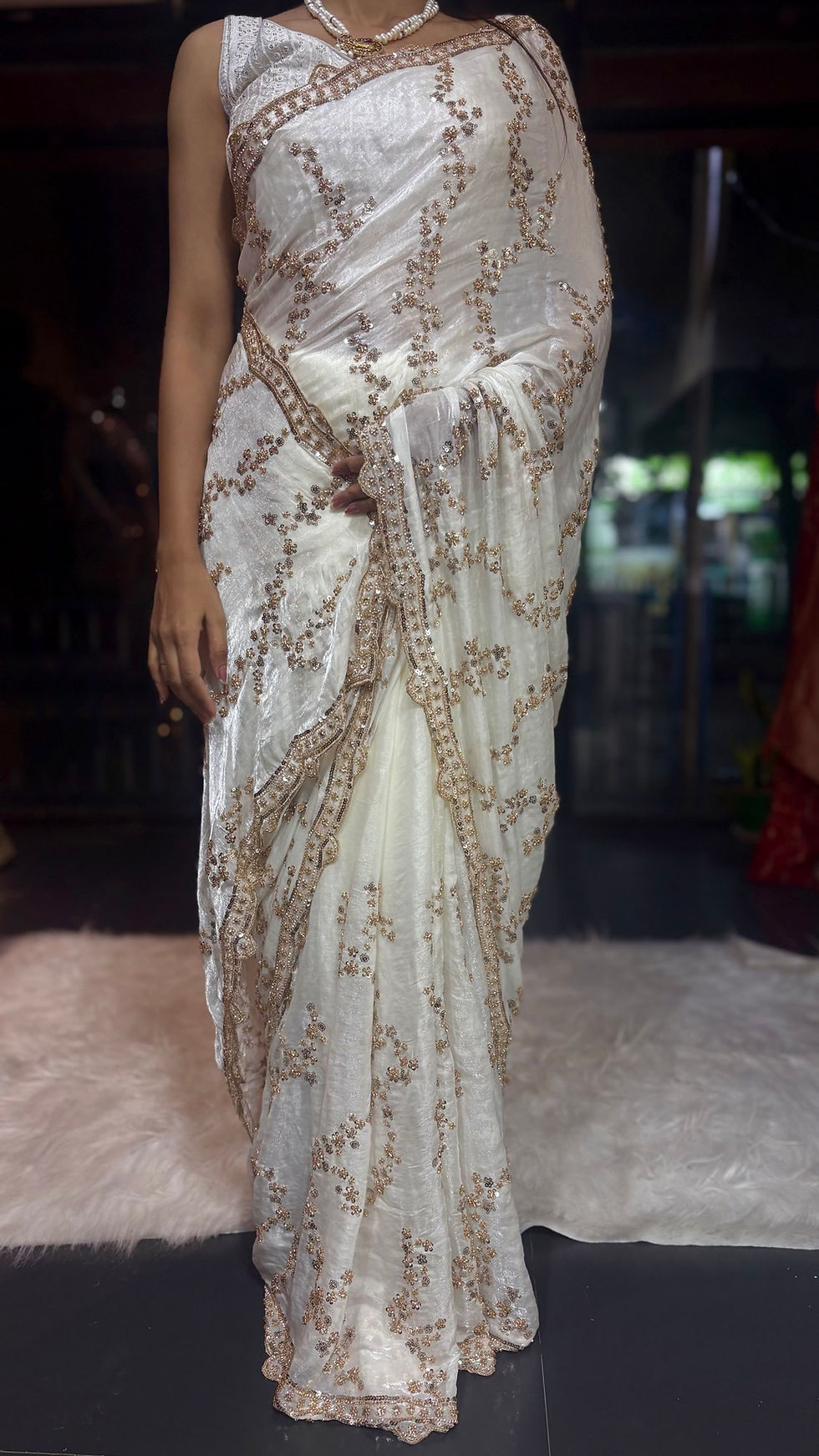 White Tissue Silk Saree