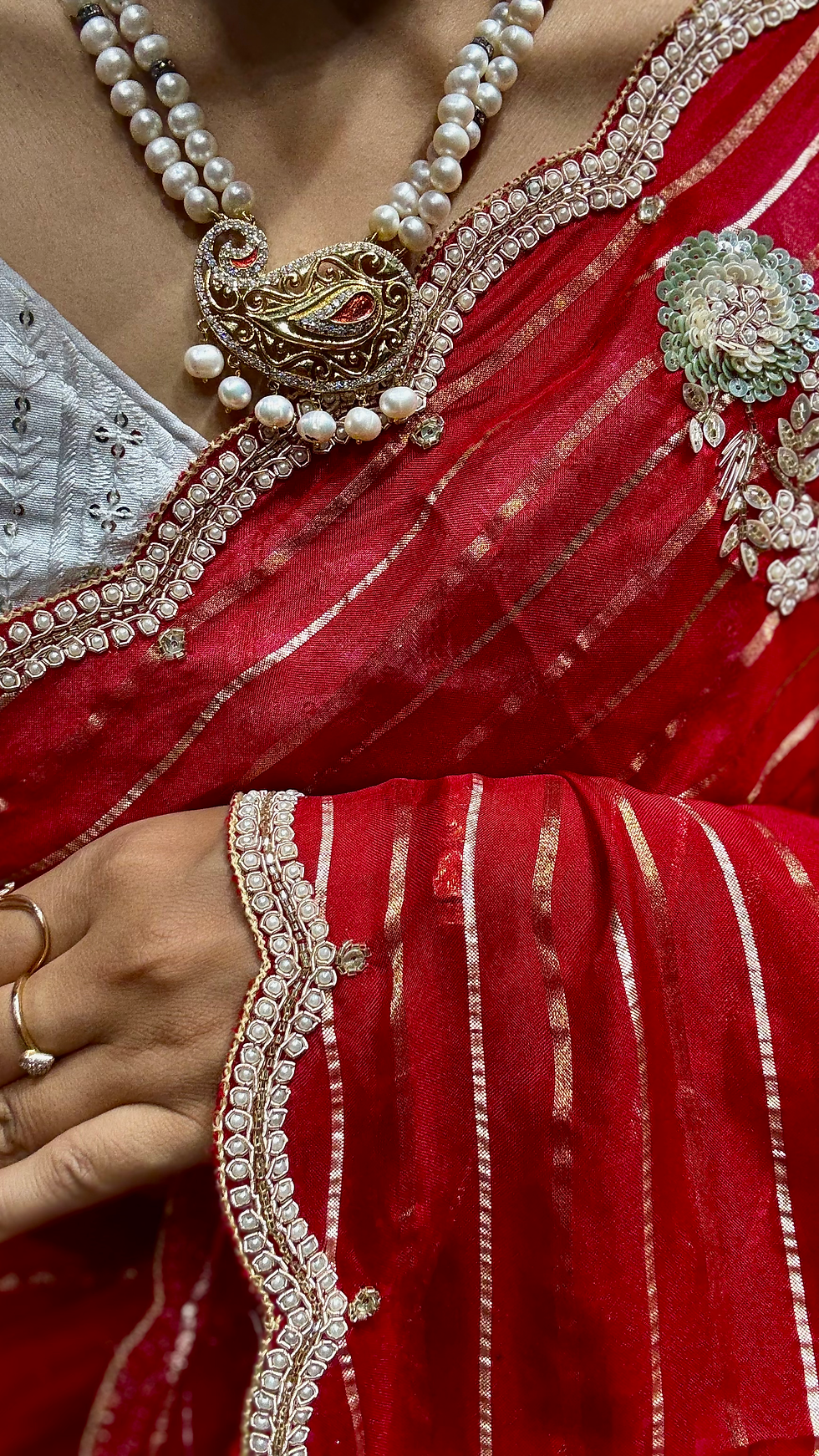 Thumbnail: Strip Organza Saree