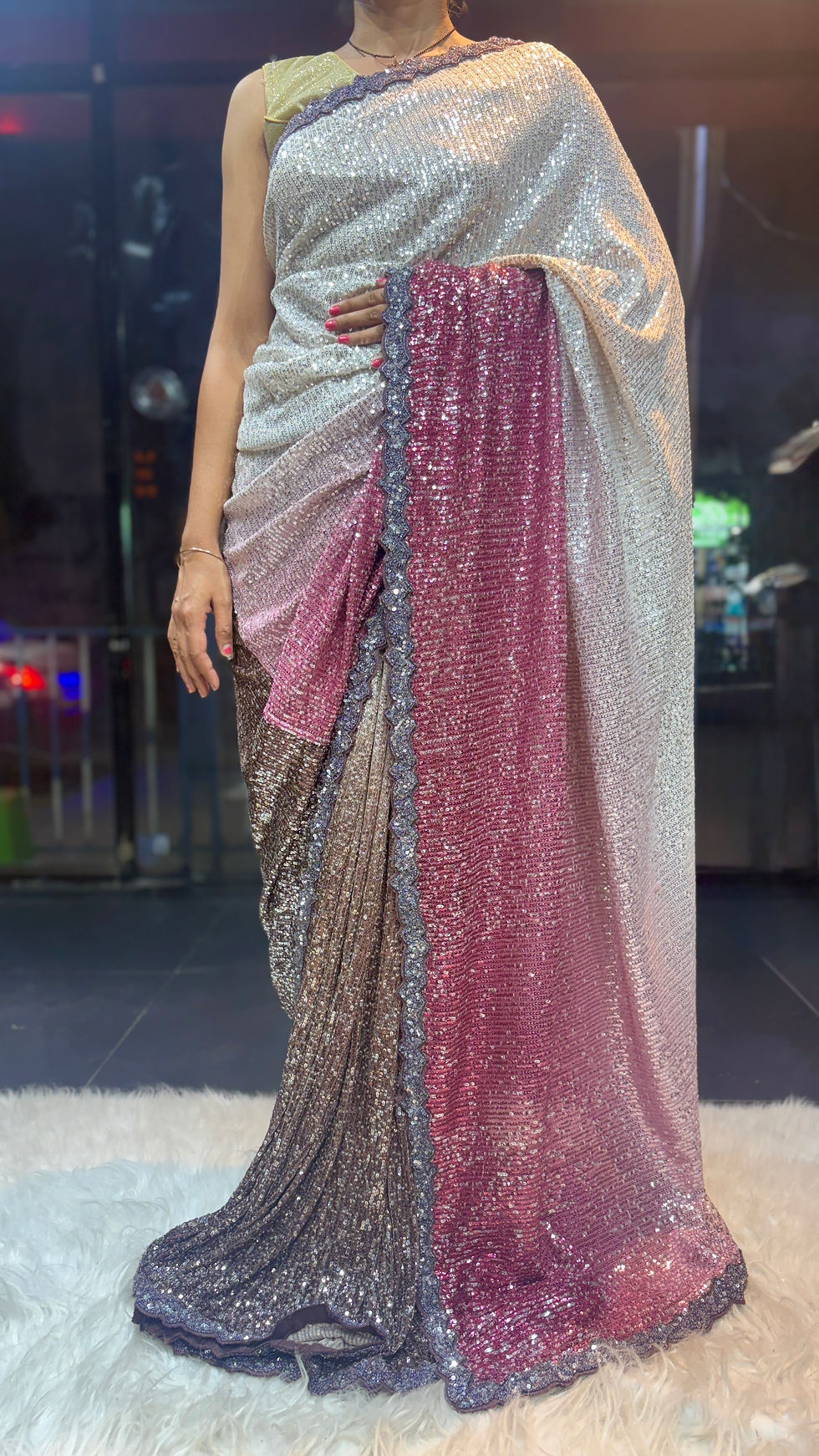 Thumbnail: Lycra Shaded Sequence Saree