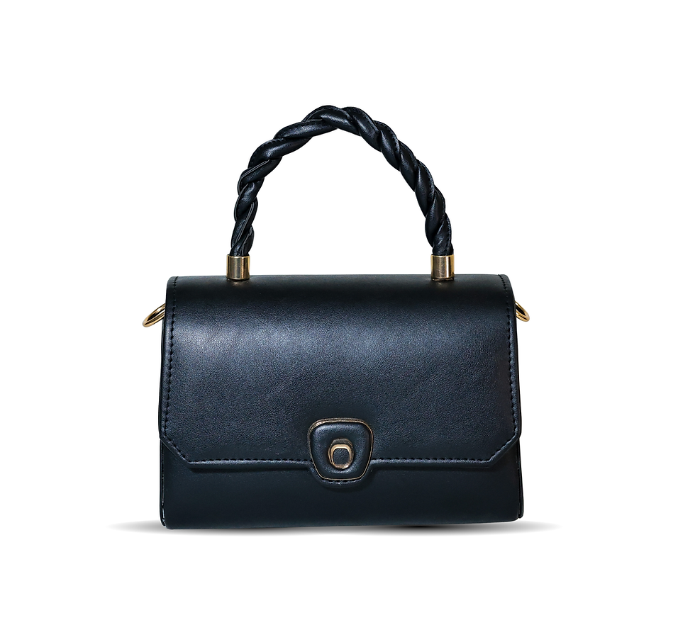 Black affordable luxury bag with a braided handle