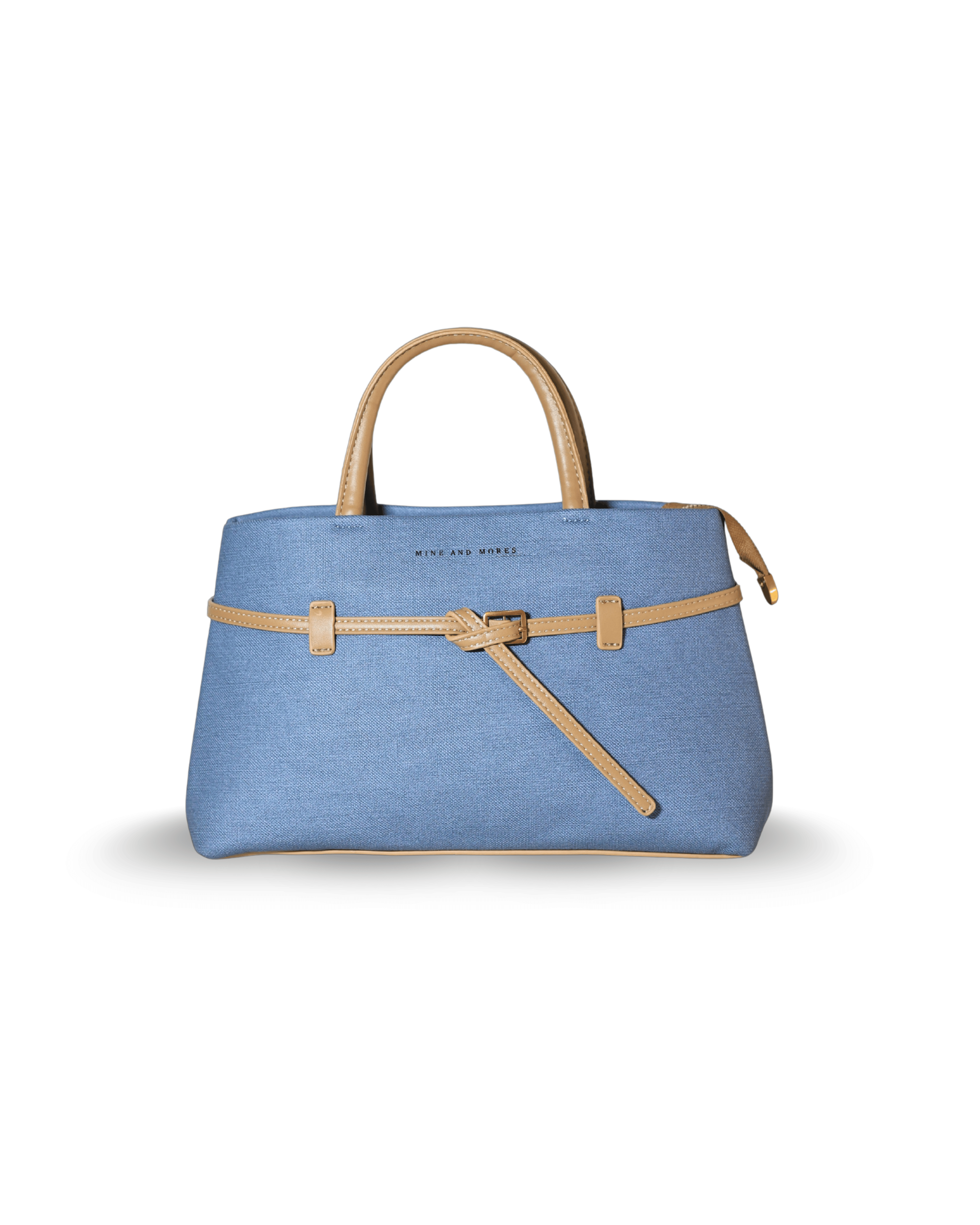 Light blue Bag with tan handles and knot detail