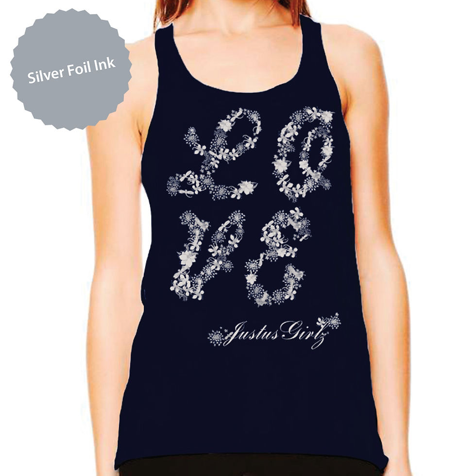 Justus Girlz Racerback Tank with Love Graphic