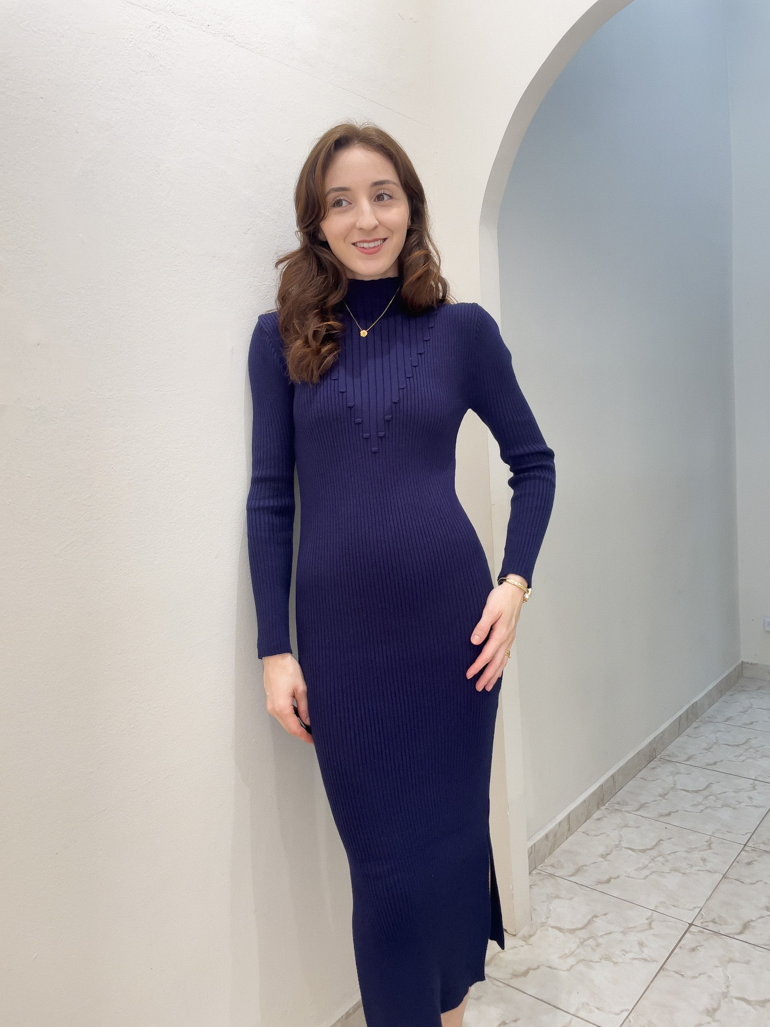 Vestido Tricô Cecilia- Marinho
