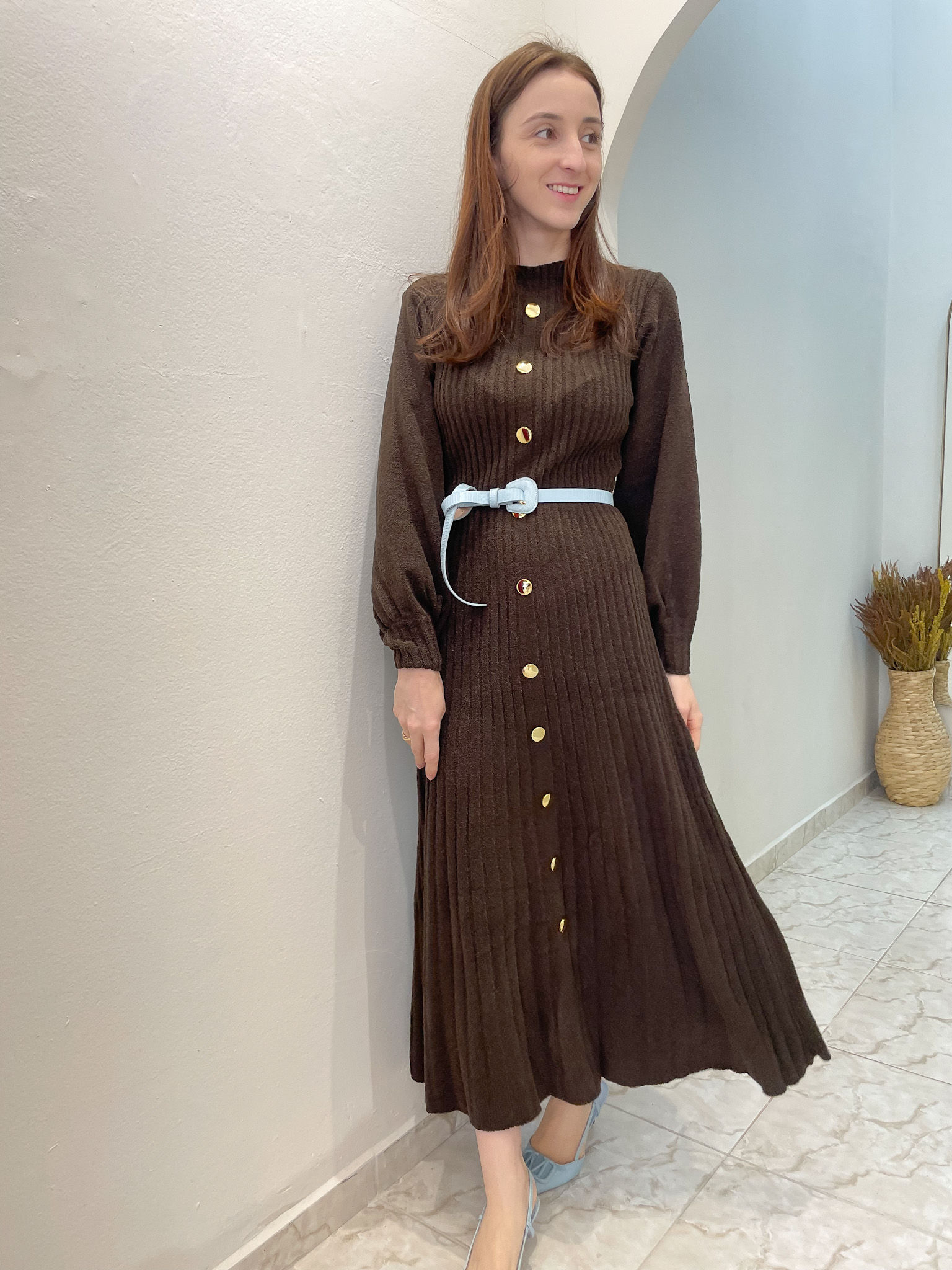 Vestido Tricô Samanta- Marrom